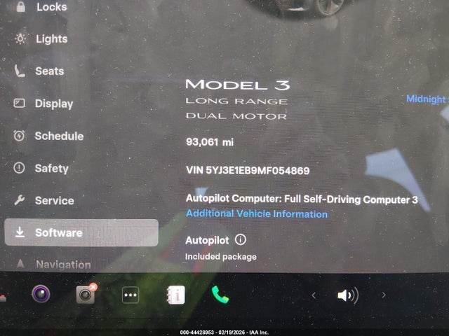 5YJ3E1EB9MF054869 Tesla Model 3 Long Range Dual Motor All-wheel Drive