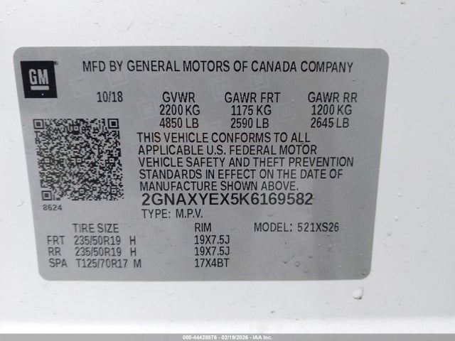 Chevrolet Equinox Premier 2019 2GNAXYEX5K6169582 Image 9