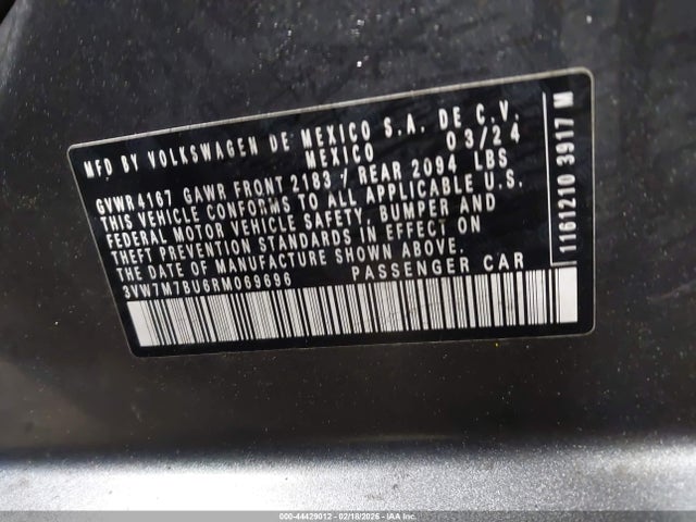 Продаж на аукціоні авто 2024 Volkswagen Jetta 1.5t Se, vin: 3VW7M7BU6RM069696, номер лоту: 44429012