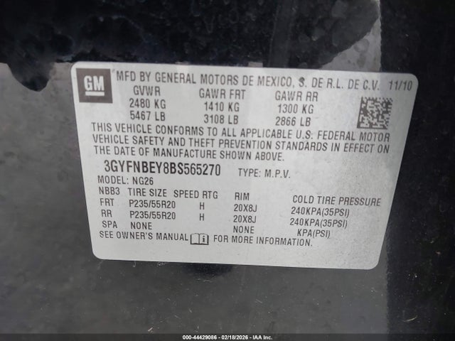 2011 CADILLAC SRX 3GYFNBEY8BS565270 Photo 8