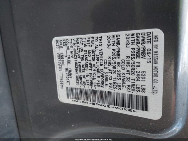 Продажа на аукционе авто 2016 Infiniti Qx70, vin: JN8CS1MU3GM130033, номер лота: 44429095