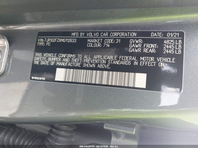 2021 VOLVO S60 7JR102FZXMG112633 Photo 8