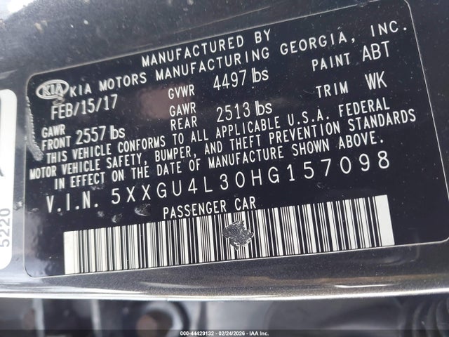 5XXGU4L30HG157098 KIA OPTIMA EX