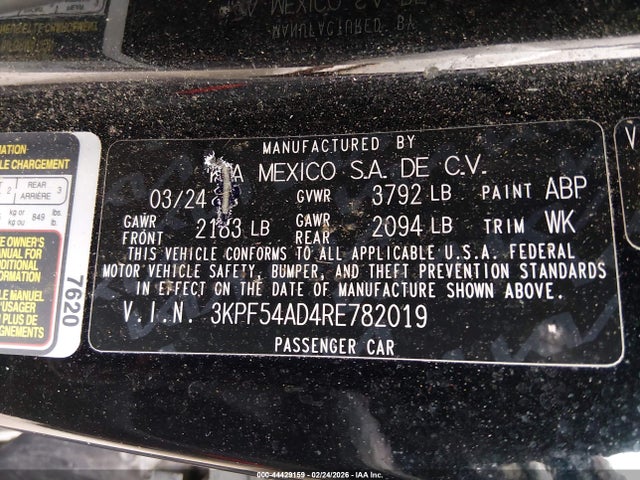 44429159 :رقم المزاد ، 3KPF54AD4RE782019 vin ، 2024 Kia Forte Gt-line مزاد بيع