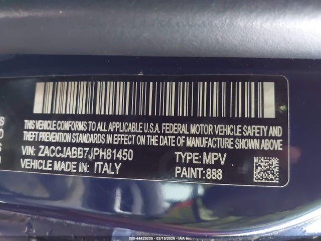 ZACCJABB7JPH81450 Jeep Renegade Altitude Fwd