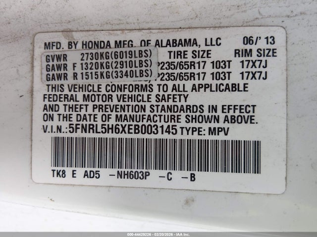 Honda Odyssey Ex-l 2014 5FNRL5H6XEB003145 Image 9