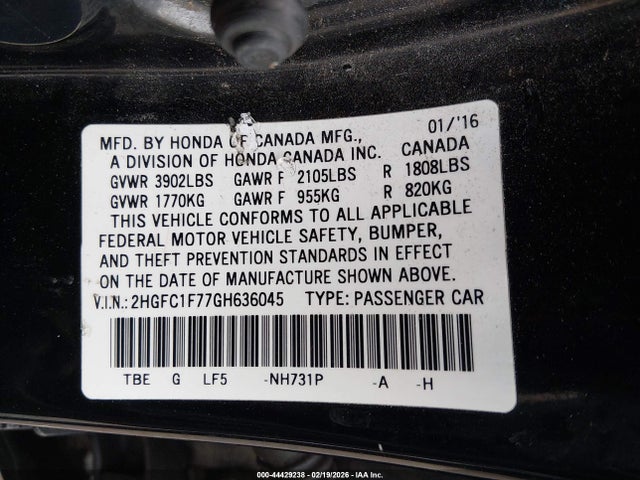 Honda Civic Ex-l 2016 2HGFC1F77GH636045 Image 9