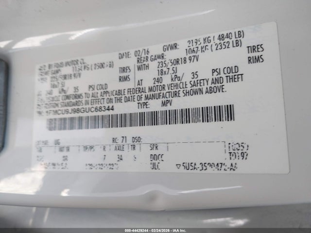 2016 FORD ESCAPE 1FMCU9J98GUC68344 Photo 8