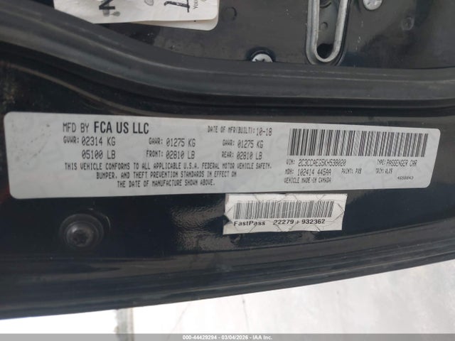 2019 Chrysler 300 Limited მანქანა იყიდება აუქციონზე, vin: 2C3CCAEG5KH538020, აუქციონის ნომერი: 44429294
