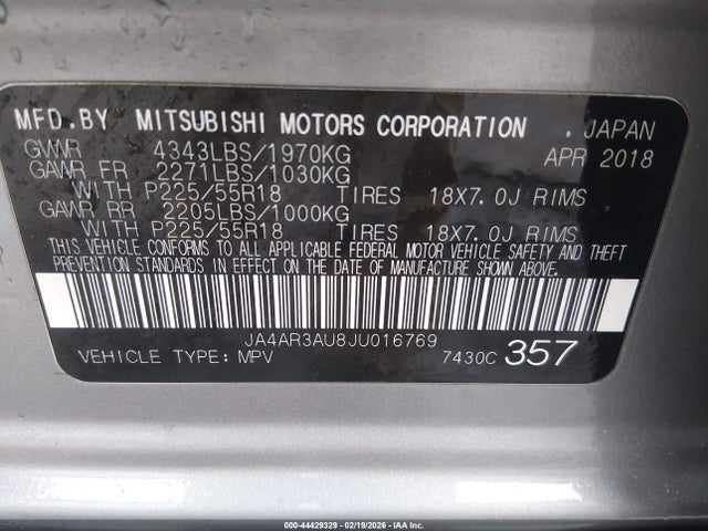 2018 MITSUBISHI OUTLANDER SPORT JA4AR3AU8JU016769 Photo 8