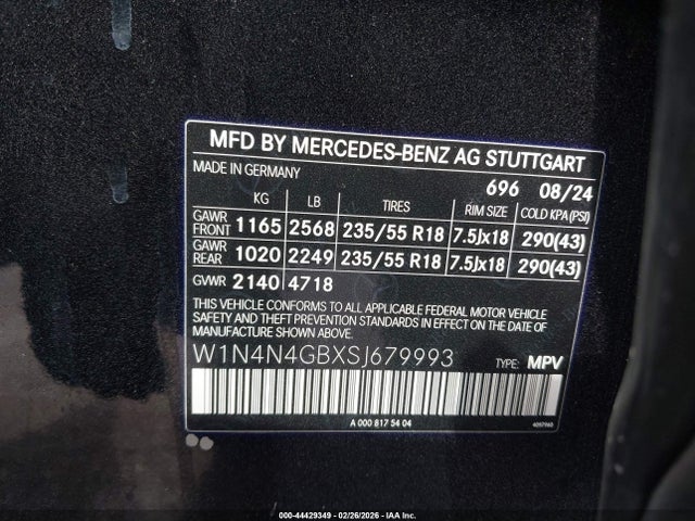 Aukcja sprzedaży 2025 Mercedes-benz Gla 250 4matic, vin: W1N4N4GBXSJ679993, numer aukcji: 44429349