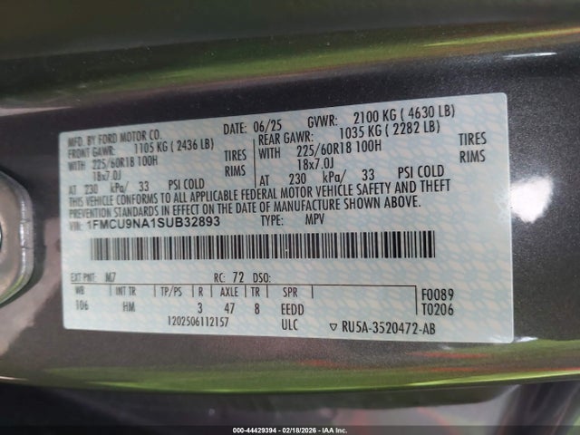 2025 FORD ESCAPE 1FMCU9NA1SUB32893 Photo 8