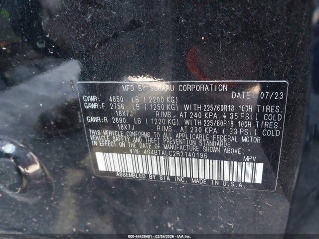 44429401 :رقم المزاد ، 4S4BTALC2R3140196 vin ، 2024 Subaru Outback Onyx Edition مزاد بيع