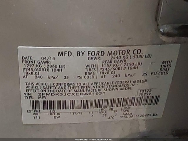 Ford EDGE SEL 2014 2FMDK3JCXEBA61931 Image 9