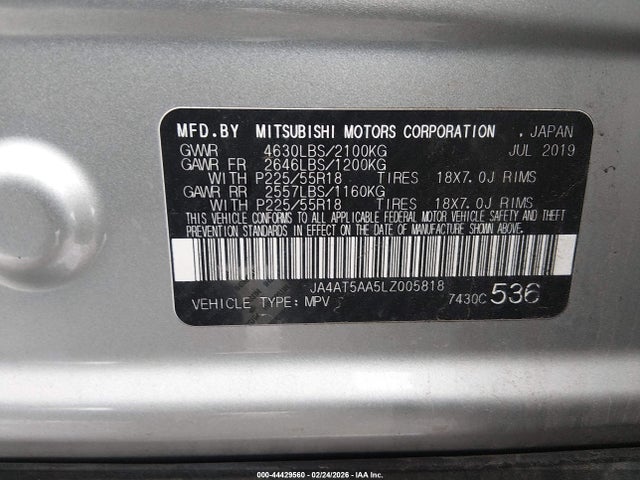 2020 MITSUBISHI ECLIPSE CROSS JA4AT5AA5LZ005818 Photo 8