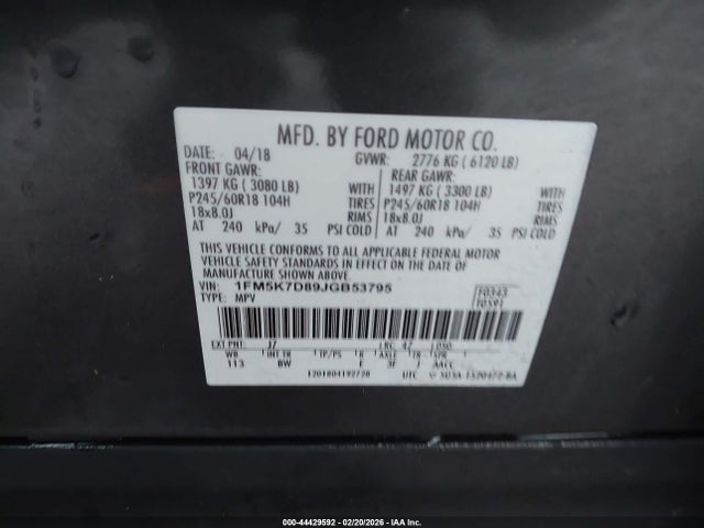 Ford EXPLORER XLT 2018 1FM5K7D89JGB53795 Image 9