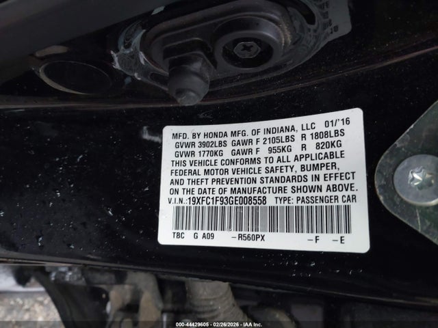 19XFC1F93GE008558 Honda Civic Touring