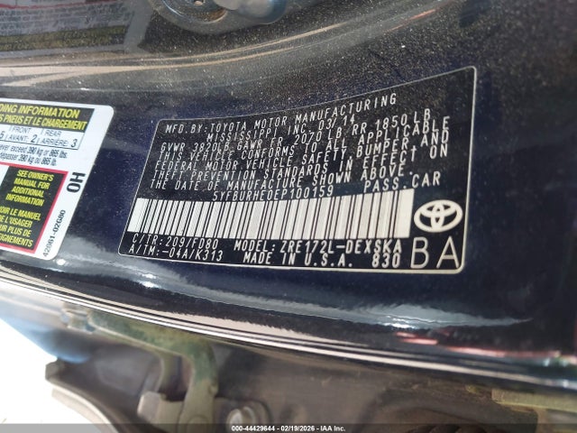 Toyota Corolla S Plus 2014 5YFBURHE0EP100159 Image 9