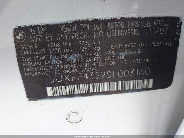 2008 BMW X5 5UXFE43598L003160 Photo 8