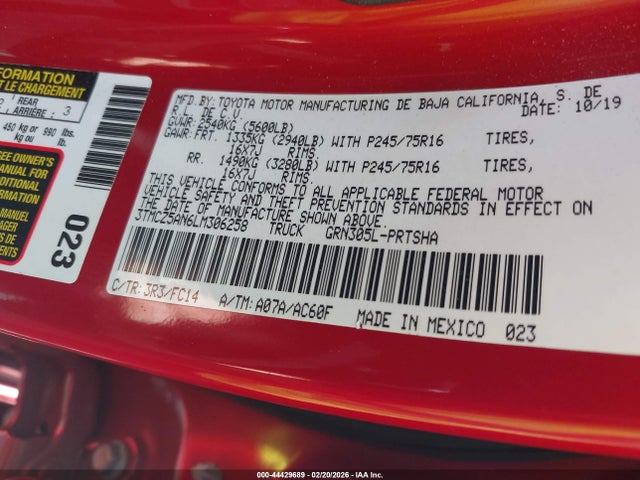 2020 TOYOTA TACOMA 3TMCZ5AN6LM306258 Photo 8