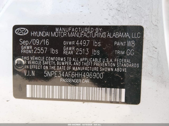 5NPE34AF6HH496900 Hyundai Sonata Limited