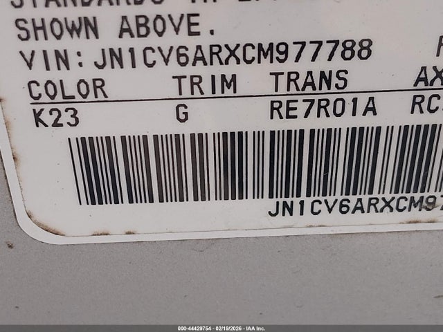 Продажа на аукционе авто 2012 Infiniti G37x, vin: JN1CV6ARXCM977788, номер лота: 44429754