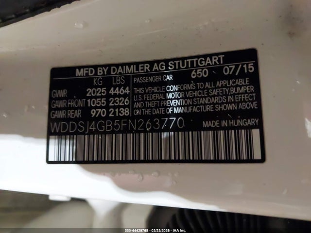 2015 Mercedes-benz Cla 250 4matic მანქანა იყიდება აუქციონზე, vin: WDDSJ4GB5FN263770, აუქციონის ნომერი: 44429768