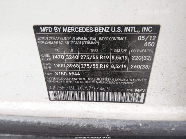 2012 MERCEDES-BENZ GL 450 4JGBF7BE1CA797409 Photo 8