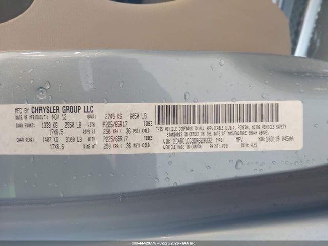 Продажа на аукционе авто 2013 Chrysler Town & Country Touring-l, vin: 2C4RC1CG3DR623332, номер лота: 44429775