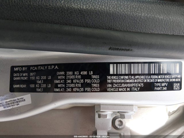 2017 JEEP RENEGADE ZACCJBAH9HPF87475 Photo 8