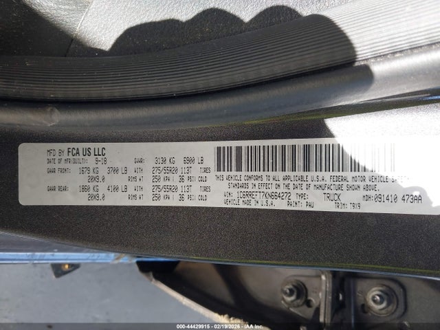Продажа на аукционе авто 2019 Ram 1500 Big Horn/lone Star  4x2 5'7 Box, vin: 1C6RREFT7KN664272, номер лота: 44429915