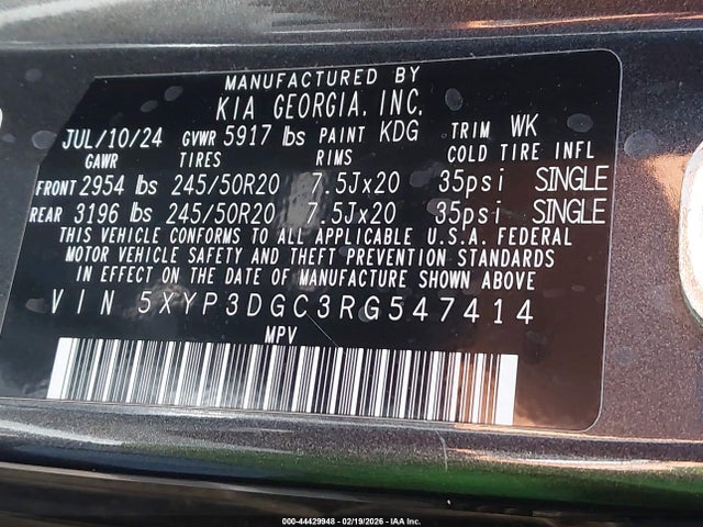 5XYP3DGC3RG547414 KIA Telluride Ex X-line