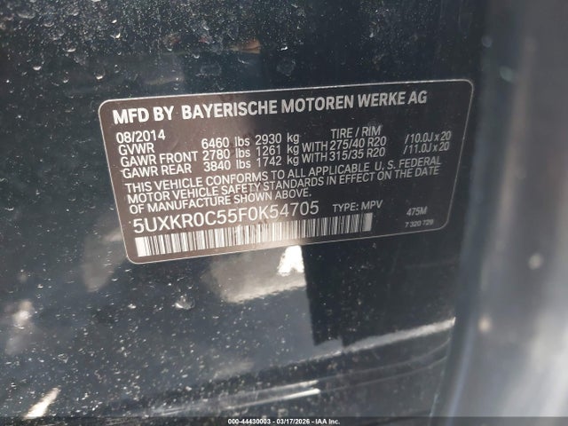Aukcja sprzedaży 2015 Bmw X5 Xdrive35i, vin: 5UXKR0C55F0K54705, numer aukcji: 44430003