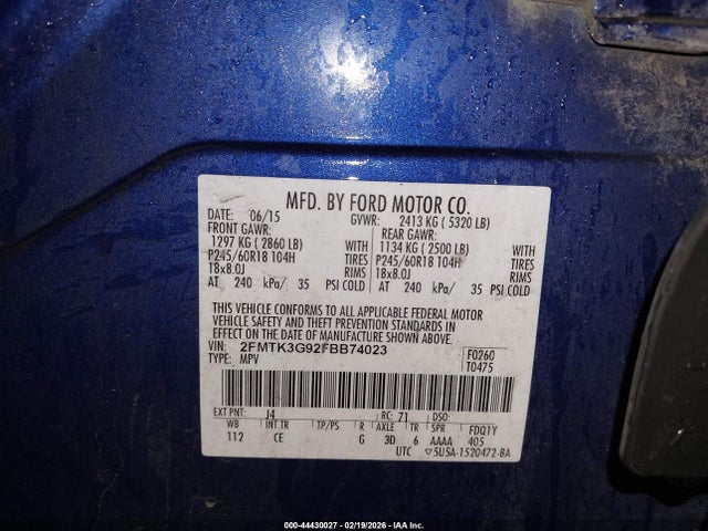 2FMTK3G92FBB74023 Ford EDGE SE