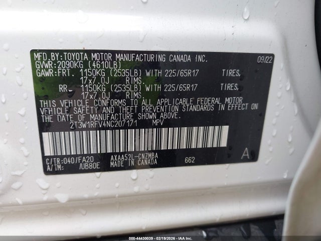 2022 TOYOTA RAV4 2T3W1RFV4NC207171 Photo 8