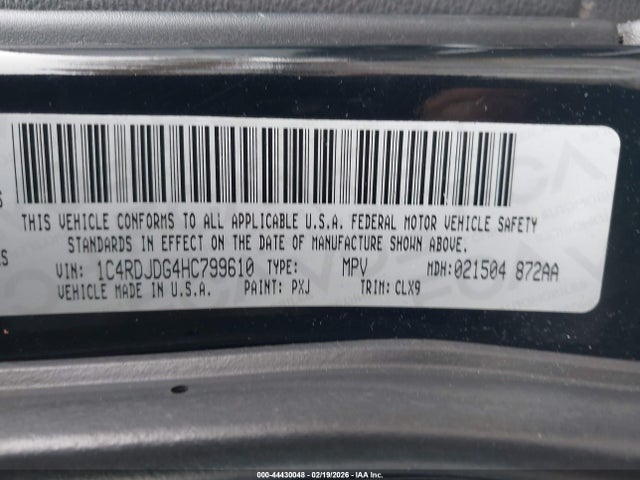 Продажа на аукционе авто 2017 Dodge Durango Gt Awd, vin: 1C4RDJDG4HC799610, номер лота: 44430048