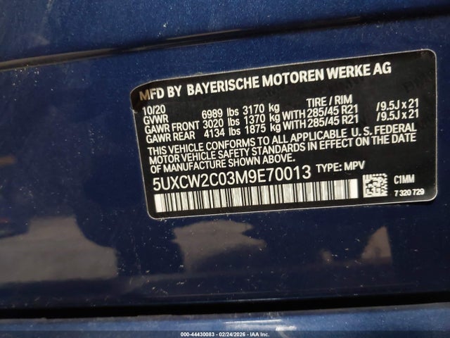 Продаж на аукціоні авто 2021 Bmw X7 Xdrive40i, vin: 5UXCW2C03M9E70013, номер лоту: 44430083
