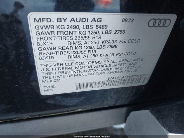 Aukcja sprzedaży 2024 Audi Q5 Premium Plus 45 Tfsi S Line Quattro, vin: WA1EAAFY9R2018353, numer aukcji: 44430090