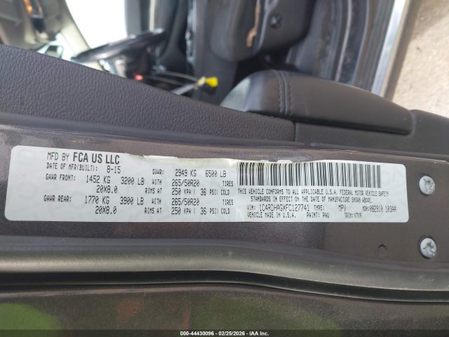 44430096 :رقم المزاد ، 1C4RDHAGXFC127741 vin ، 2015 Dodge Durango Sxt مزاد بيع
