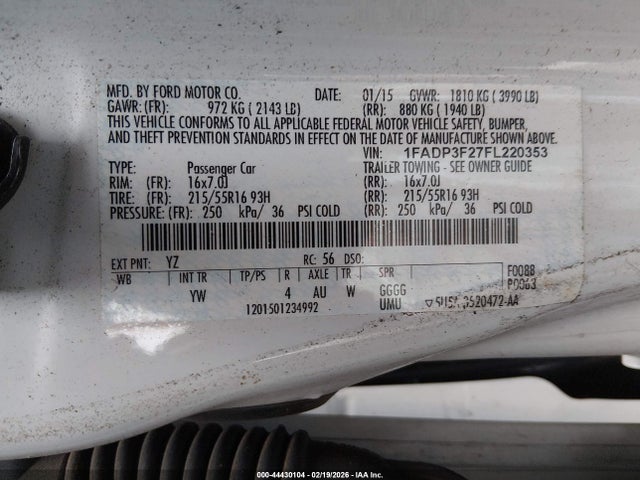 Ford FOCUS SE 2015 1FADP3F27FL220353 Image 9