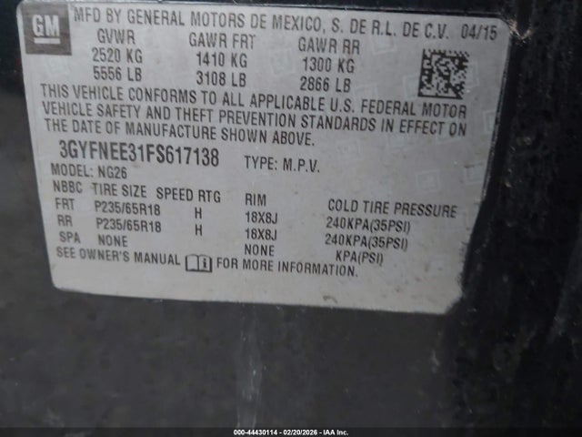 2015 CADILLAC SRX 3GYFNEE31FS617138 Photo 8