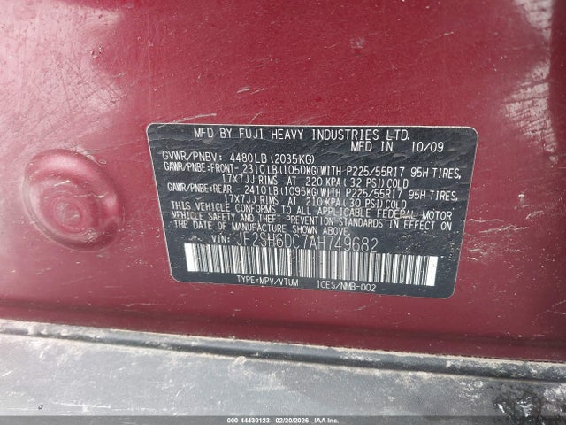 Продаж на аукціоні авто 2010 Subaru Forester 2.5x Limited, vin: JF2SH6DC7AH749682, номер лоту: 44430123