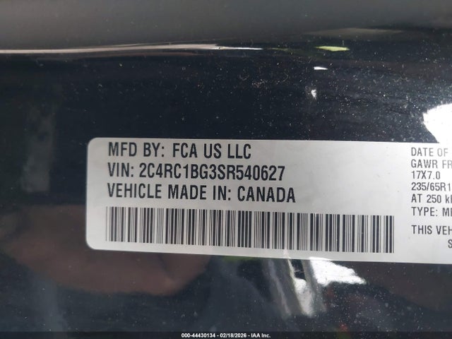 2C4RC1BG3SR540627 Chrysler Pacifica Select