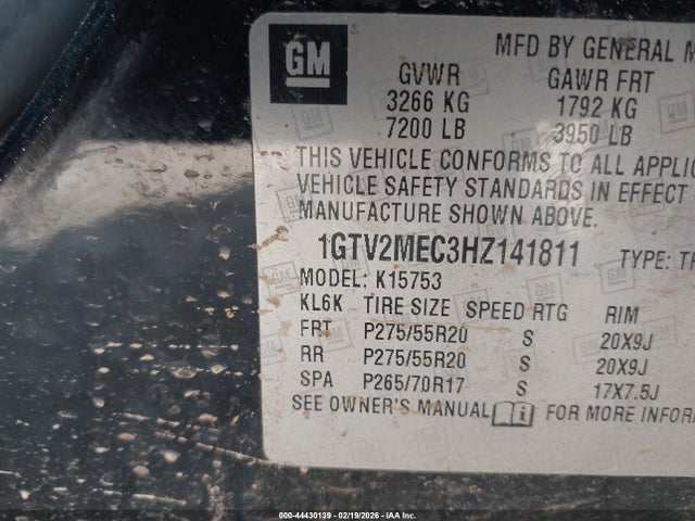 Aukcja sprzedaży 2017 Gmc Sierra 1500 Sle, vin: 1GTV2MEC3HZ141811, numer aukcji: 44430139