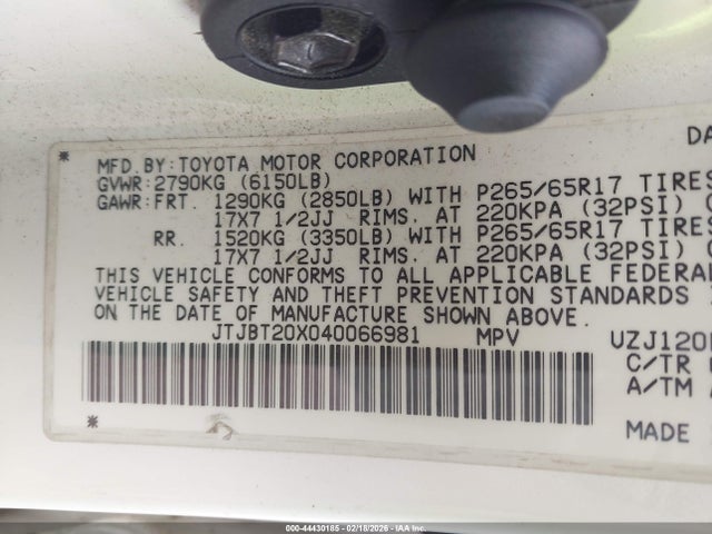 2004 LEXUS GX 470 JTJBT20X040066981 Photo 8