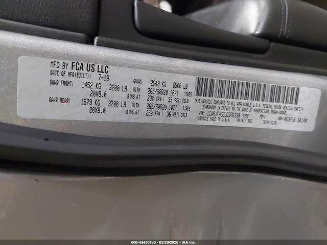 44430190 :رقم المزاد ، 1C4RJFAG2JC376394 vin ، 2018 Jeep Grand Cherokee Altitude 4x4 مزاد بيع