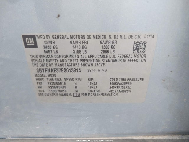 2014 CADILLAC SRX 3GYFNAE37ES613814 Photo 8