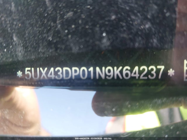 44430226 :رقم المزاد ، 5UX43DP01N9K64237 vin ، 2022 Bmw X3 Sdrive30i مزاد بيع