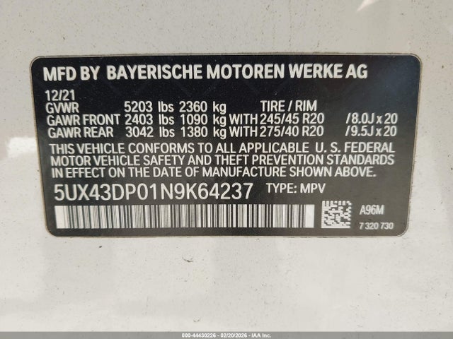 2022 BMW X3 5UX43DP01N9K64237 Photo 8