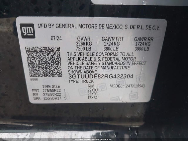 44430240 :رقم المزاد ، 3GTUUDE82RG432304 vin ، 2024 Gmc Sierra 1500 4wd  Short Box Slt مزاد بيع